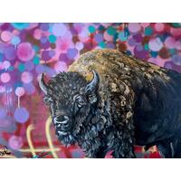 "Bison Land" Original Chris Wakefield Mixed Media Painting On Canvas  "Bison Land" Original Chris Wakefield Mixed Media Painting On Canvas
